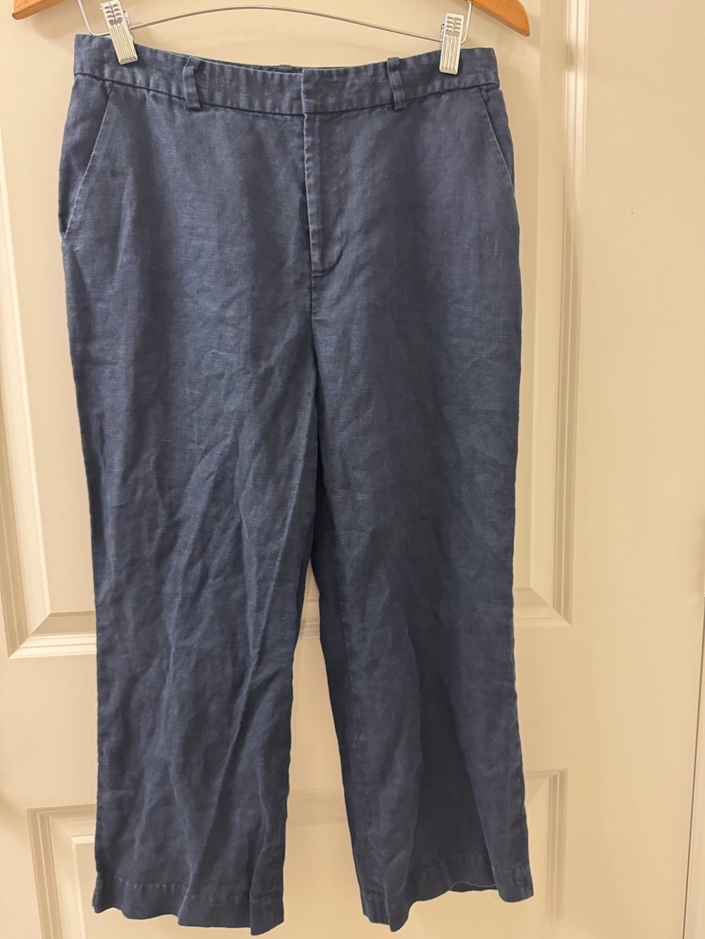 Lauren Ralph Lauren 100% Linen Dress Pants Trousers Womens 8 Navy Blue Wide Leg
